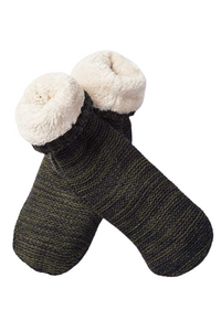 Donegal Wool Socks Knitted Fleece Lined Non Slip Unisex Irish Blackberry